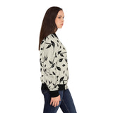 Beige & Leaves Bomber Jacket
