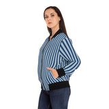 Blue Striped Bomber Jacket