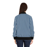 Blue Striped Bomber Jacket