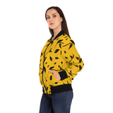 Yellow & Leaves Bomber Jacket