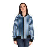 Blue Striped Bomber Jacket
