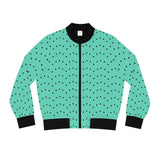Turquoise Polka Dot Bomber Jacket
