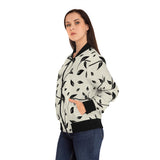 Beige & Leaves Bomber Jacket