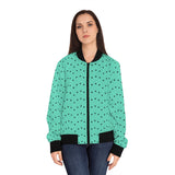 Turquoise Polka Dot Bomber Jacket