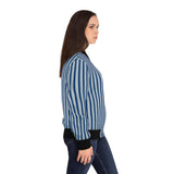 Blue Striped Bomber Jacket