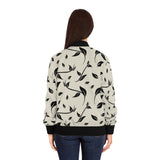 Beige & Leaves Bomber Jacket