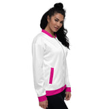 White & Pink Bomber Jacket