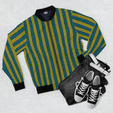 Gold & Green Striped Bomber Jacket