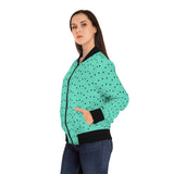 Turquoise Polka Dot Bomber Jacket