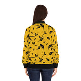 Yellow & Leaves Bomber Jacket