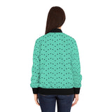 Turquoise Polka Dot Bomber Jacket
