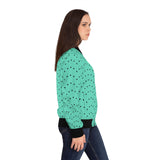 Turquoise Polka Dot Bomber Jacket